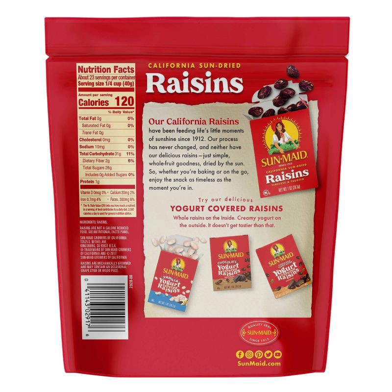 slide 2 of 9, Sun-Maid California Sun-Dried Raisins Resealable Stand-Up Bag - 32oz, 32 oz