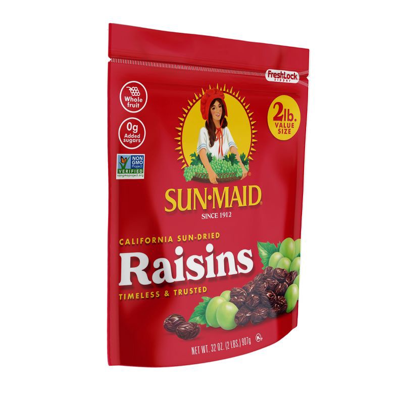 slide 3 of 9, Sun-Maid California Sun-Dried Raisins Resealable Stand-Up Bag - 32oz, 32 oz