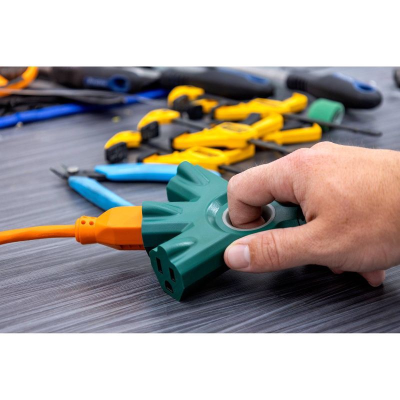 slide 3 of 9, Philips 25' EZ Grip 3-Outlet Grounded Extension Cord Indoor/Outdoor 16 Gauge Green, 1 ct