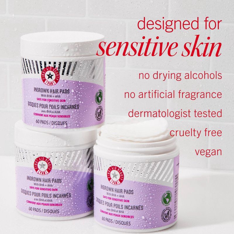 slide 12 of 13, FIRST AID BEAUTY Ingrown Hair Pads, Pre-Shave Gentle Exfoliating Body Pads for Ingrown Hair Prevention - 60ct - Ulta Beauty, 60 ct