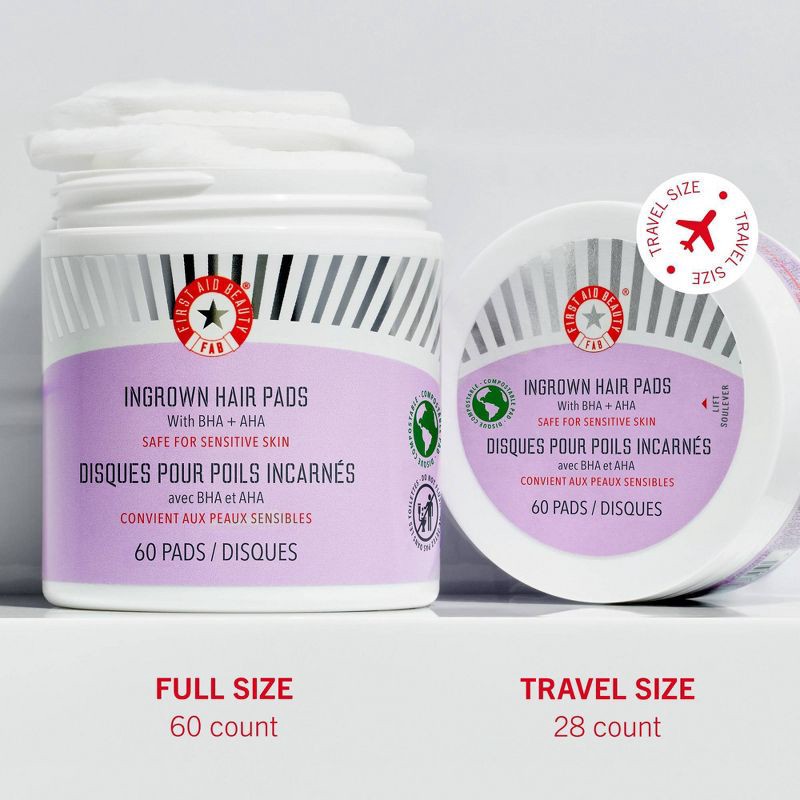 slide 10 of 13, FIRST AID BEAUTY Ingrown Hair Pads, Pre-Shave Gentle Exfoliating Body Pads for Ingrown Hair Prevention - 60ct - Ulta Beauty, 60 ct