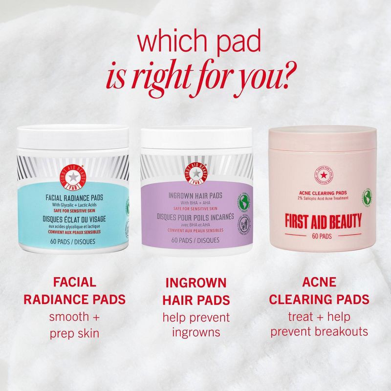 slide 11 of 13, FIRST AID BEAUTY Ingrown Hair Pads, Pre-Shave Gentle Exfoliating Body Pads for Ingrown Hair Prevention - 60ct - Ulta Beauty, 60 ct