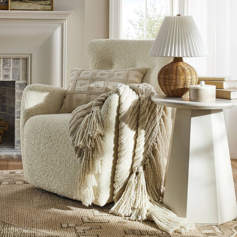 slide 3 of 4, Threshold designed w/Studio McGee Natural Wicker Table Lamp Brown - Threshold™ designed with Studio McGee: Chic Pleated Drum Shade, ETL Listed, 1 ct