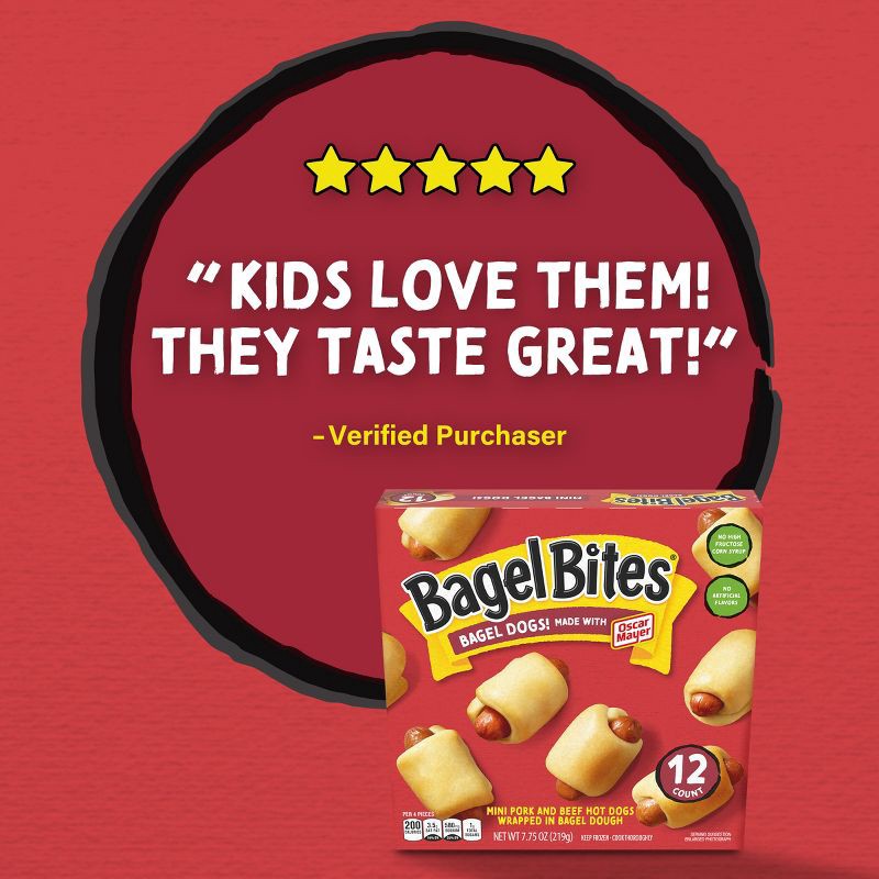 slide 7 of 10, Bagel Bites Bagel Dogs with Oscar Mayer Frozen Snacks - 12ct/7.75oz, 12 ct, 7.75 oz