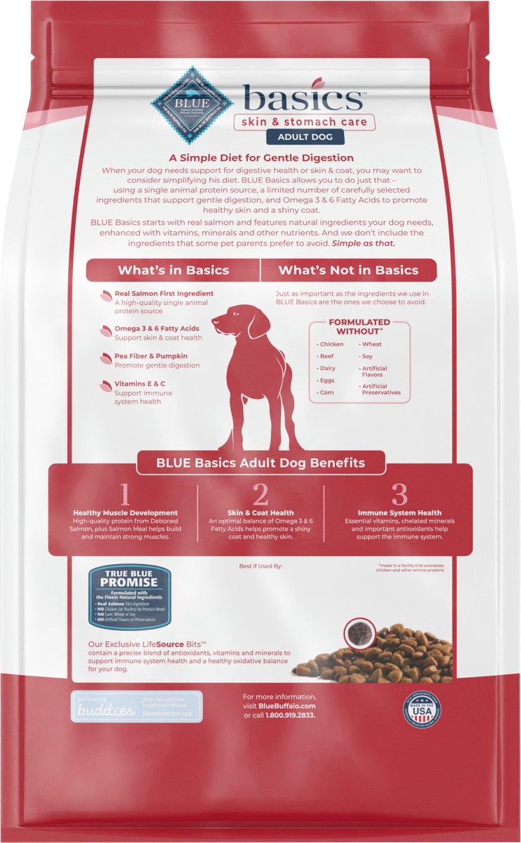 slide 7 of 13, Blue Buffalo Blue Basics Limited Ingredient Grain Free Salmon & Potato Adult Dog Food, 4 lb