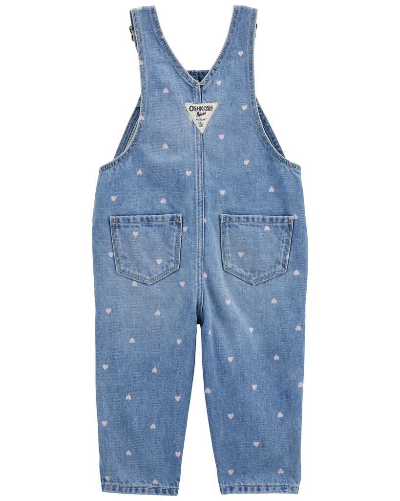 slide 2 of 3, Oshkosh Baby Heart-Print Knit Denim Overalls Blue 3M, 1 ct