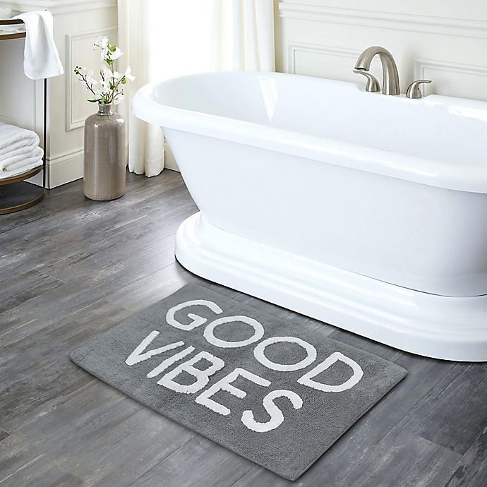 slide 2 of 4, Wamsutta Good Vibes'' Tufted Bath Rug - Grey'', 20 in x 33 in