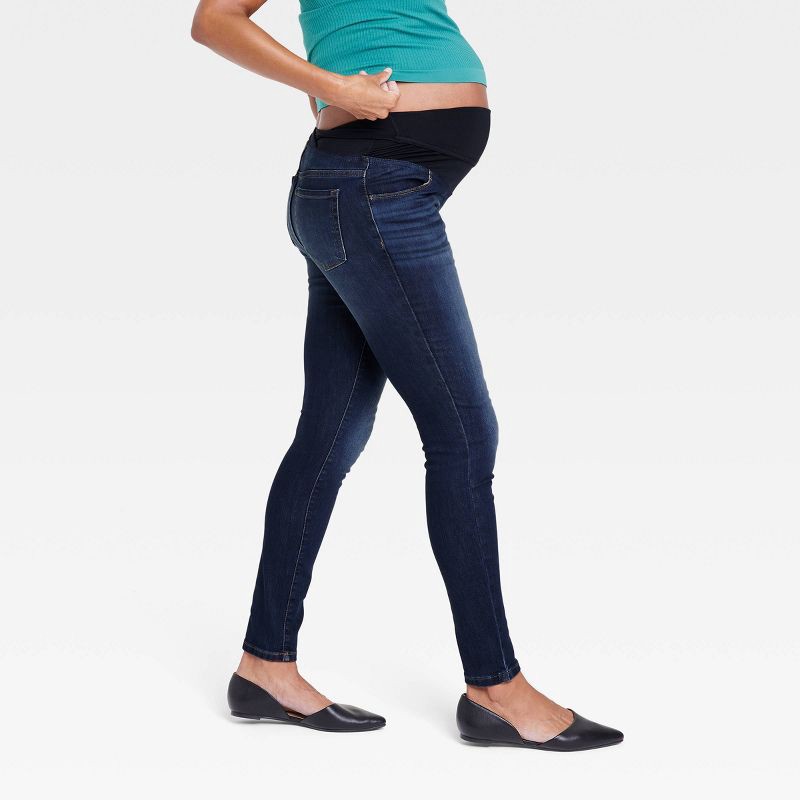 slide 3 of 5, Over The Belly Skinny Maternity Jeans - Isabel Maternity by Ingrid & Isabel™ Dark Wash 10: High Rise, Stretch Denim, 1 ct