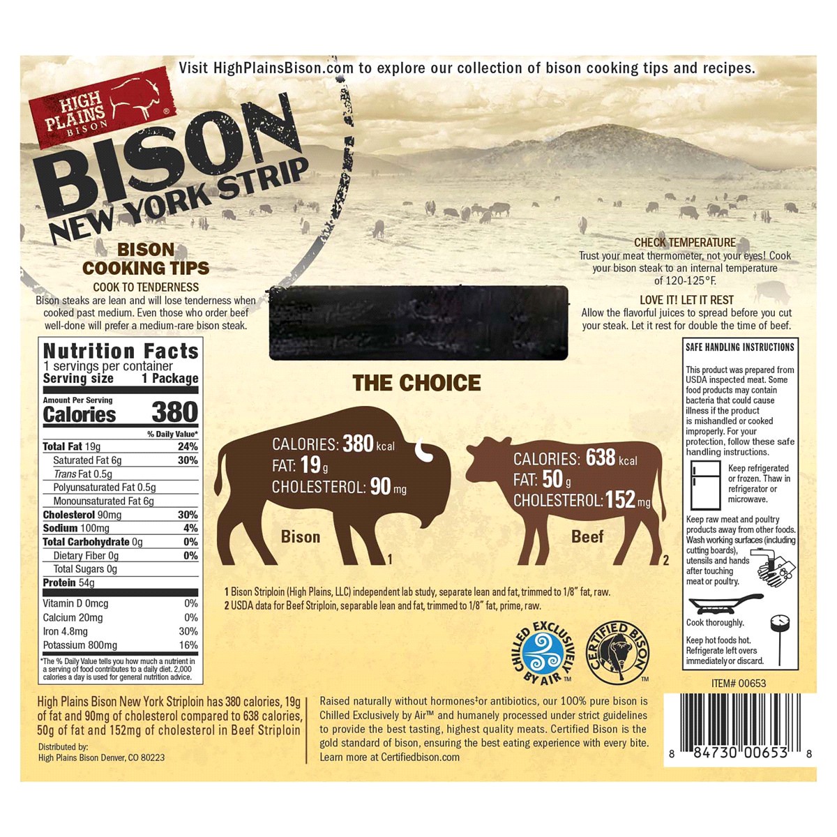 slide 2 of 2, High Plains Bison New York Strip Bison 8 oz, 8 oz
