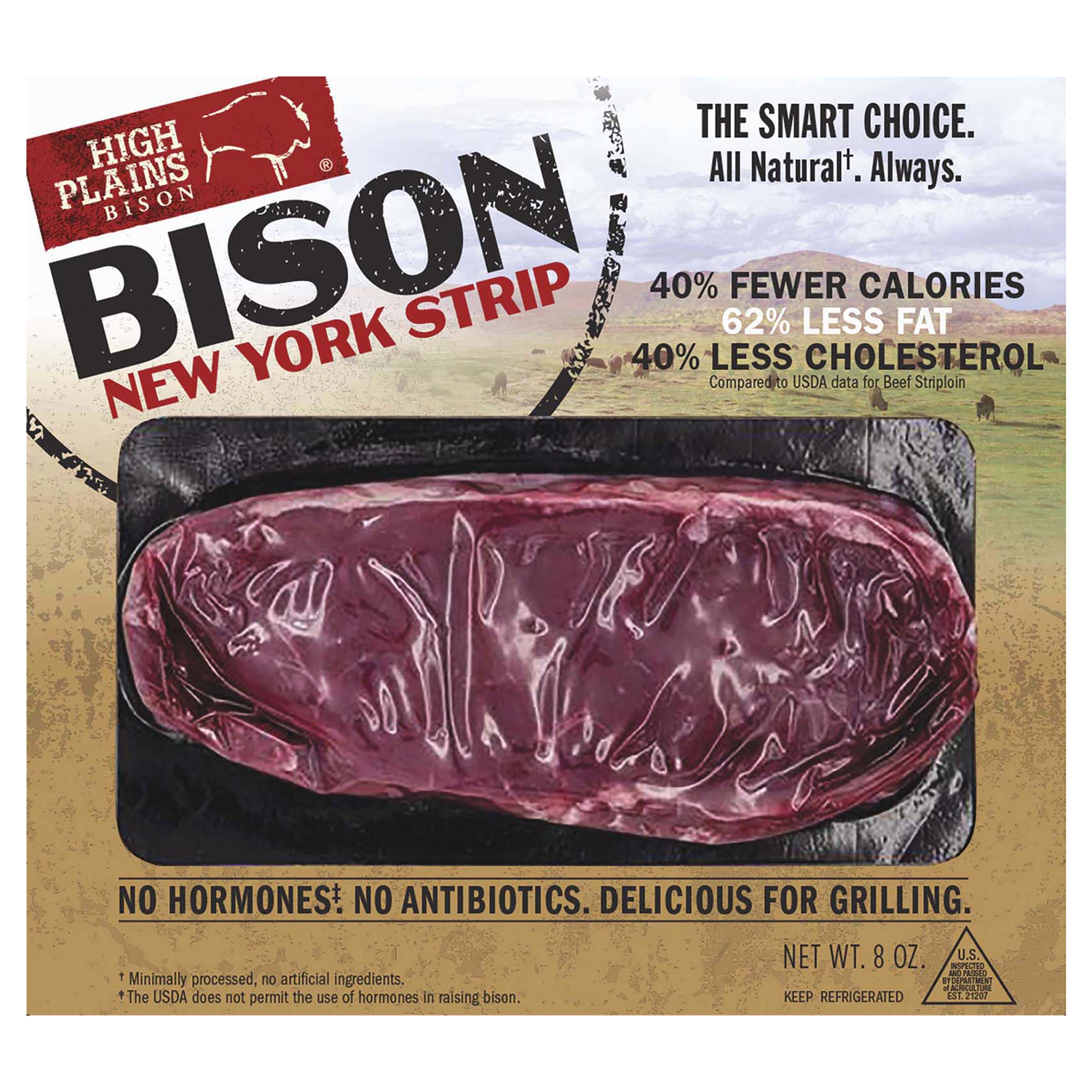 slide 1 of 2, High Plains Bison New York Strip Bison 8 oz, 8 oz