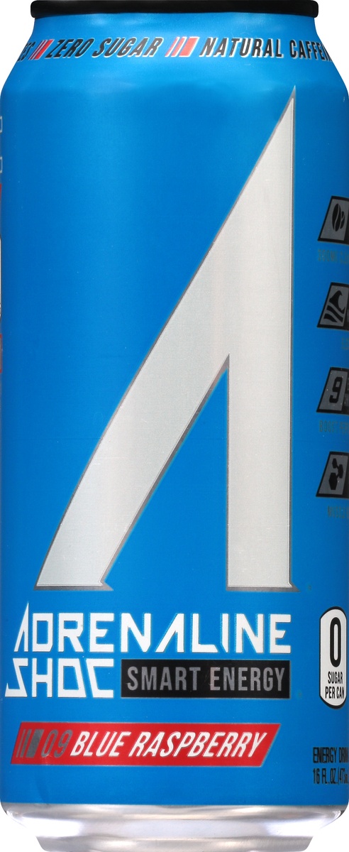 slide 9 of 10, Adrenaline Shoc Blue Raspberry Smart Energy Drink, 16 oz