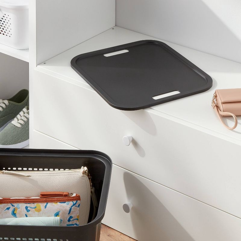 slide 2 of 4, Decorative Plastic Lid Black - Brightroom™: Storage Bin Lid, Universal Placement, Cut-Out Handles, 14.72"x12.52", 1 ct