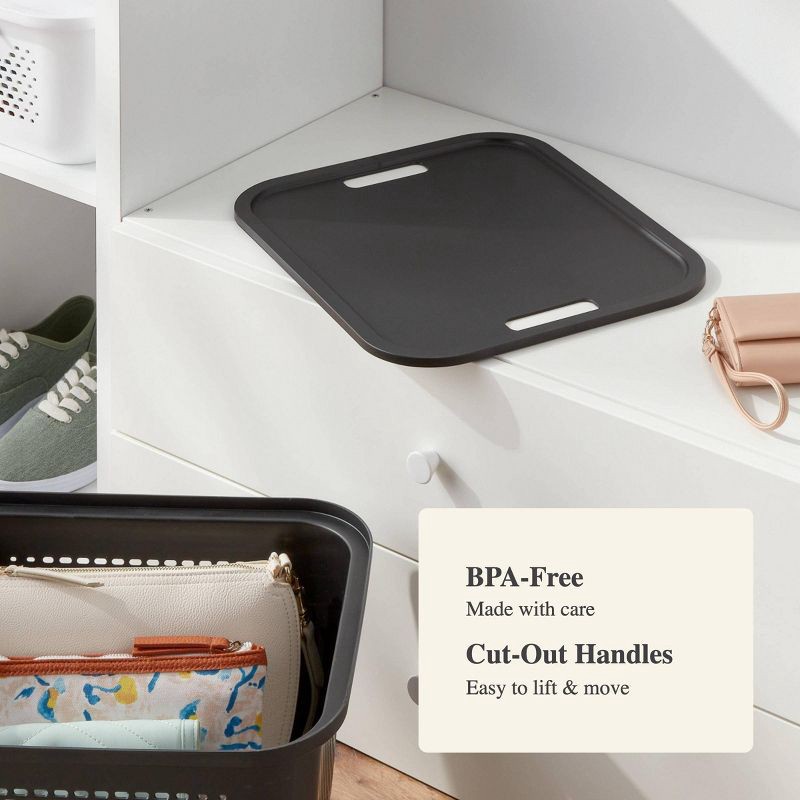 slide 4 of 4, Decorative Plastic Lid Black - Brightroom™: Storage Bin Lid, Universal Placement, Cut-Out Handles, 14.72"x12.52", 1 ct