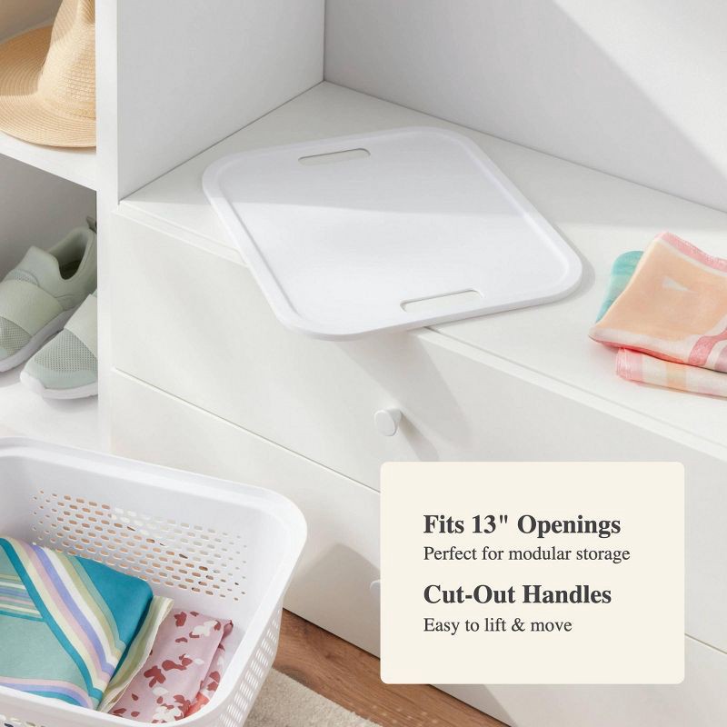 slide 4 of 4, Decorative Plastic Lid White - Brightroom™: Modern Storage Bin Lid for 13" Cube System, Cut-Out Handles, Polypropylene, 1 ct