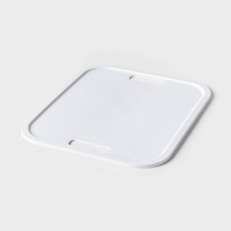 slide 1 of 4, Decorative Plastic Lid White - Brightroom™: Modern Storage Bin Lid for 13" Cube System, Cut-Out Handles, Polypropylene, 1 ct