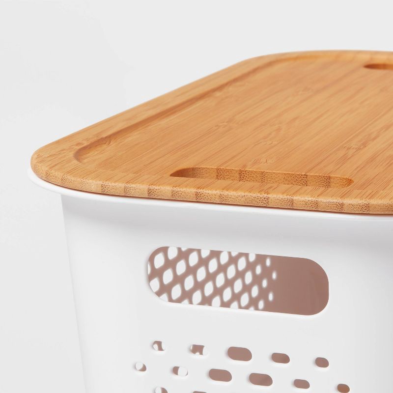 slide 3 of 4, Narrow Bamboo Lid with Cutout Handles - Brightroom™: Decorative Storage Bin, Brown, No Assembly, 12.2" Height, 1 ct