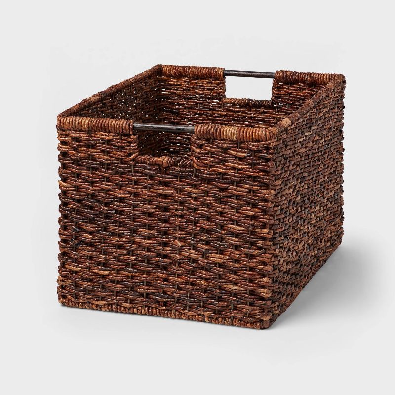 slide 1 of 4, XL Woven Abaca Basket - Brightroom™: Handwoven Storage, Lacquered Finish, Rectangle Floor Crate, 22"x15"x13", 1 ct