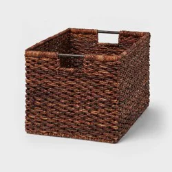 XL Woven Abaca Basket - Brightroom™: Handwoven Storage, Lacquered Finish, Rectangle Floor Crate, 22"x15"x13"