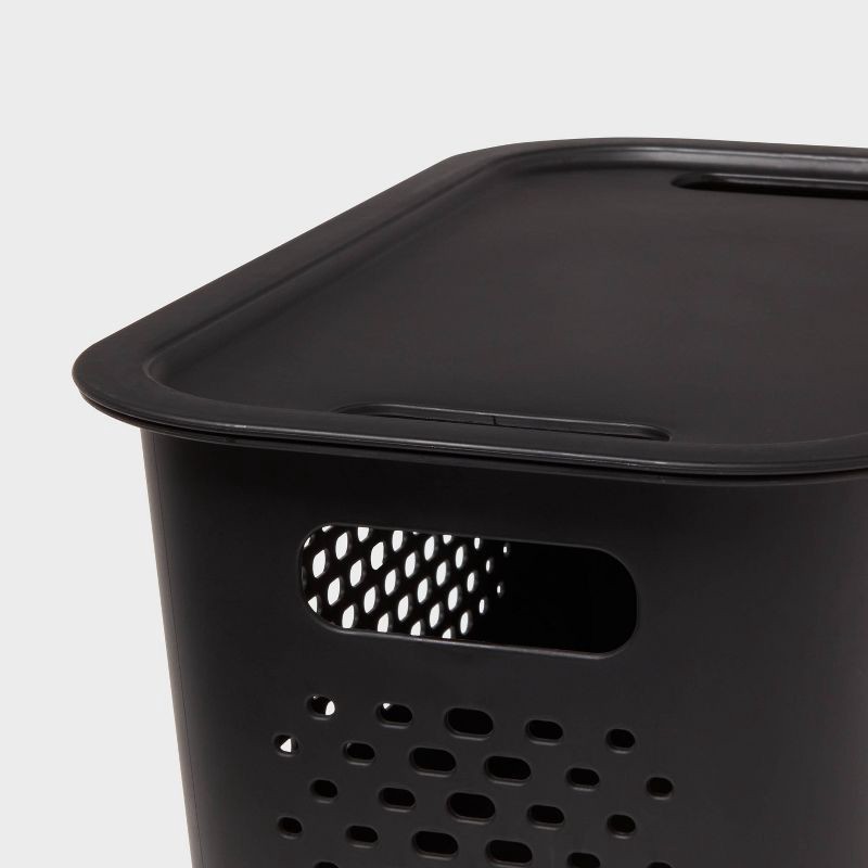 slide 3 of 4, Narrow Decorative Plastic Lid Black - Brightroom™: Storage Bin, Cut-Out Handles, 13" Cube System Compatible, 1 ct