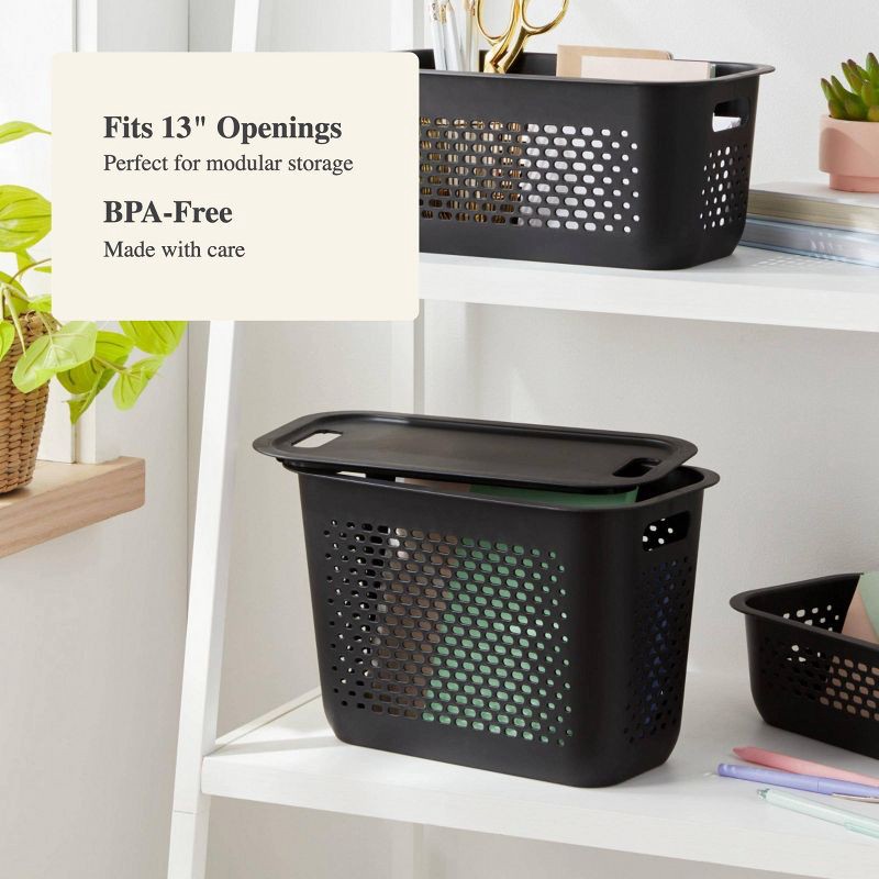 slide 4 of 4, Narrow Decorative Plastic Lid Black - Brightroom™: Storage Bin, Cut-Out Handles, 13" Cube System Compatible, 1 ct