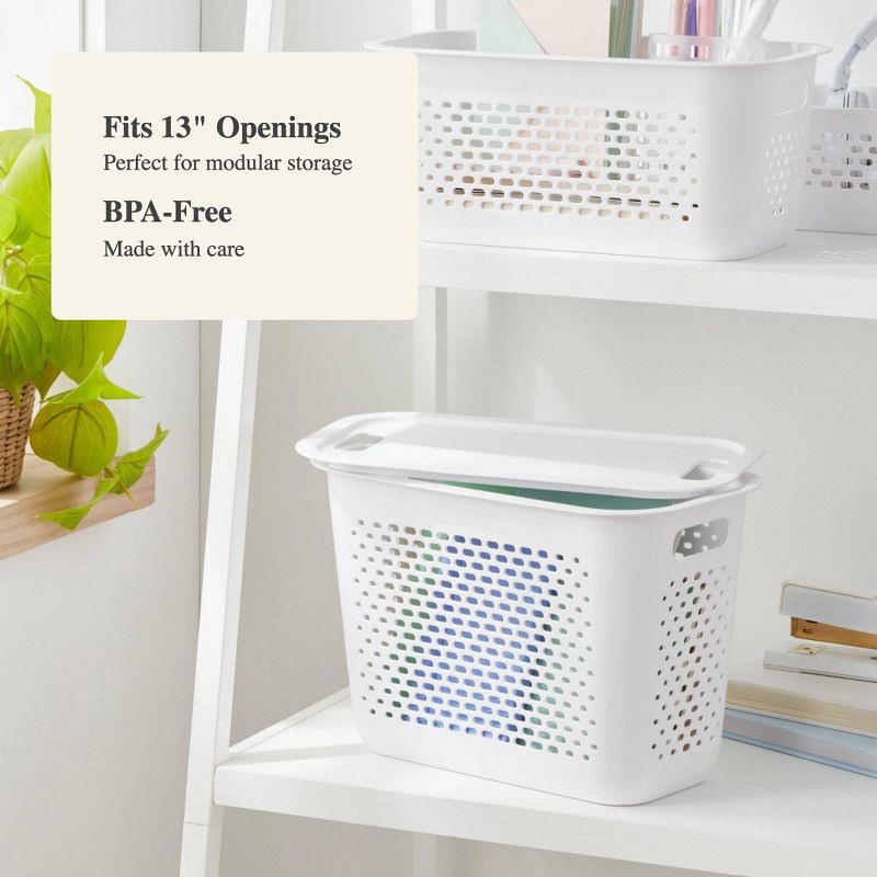 slide 4 of 4, Narrow Decorative Plastic Lid White - Brightroom™: Storage Bin Lid for 13" Cube System, Universal Placement, 1 ct