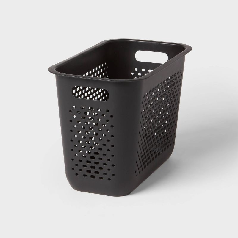 slide 1 of 4, Narrow Large Decorative Plastic Bin Black - Brightroom™: Modern Storage with Cut-Out Handles, 13" Cube Compatible, 1 ct