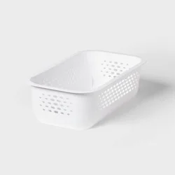 Narrow Small Decorative Plastic Bin White - Brightroom™: Modern Storage with Cut-Out Handles, 13" Cube Compatible