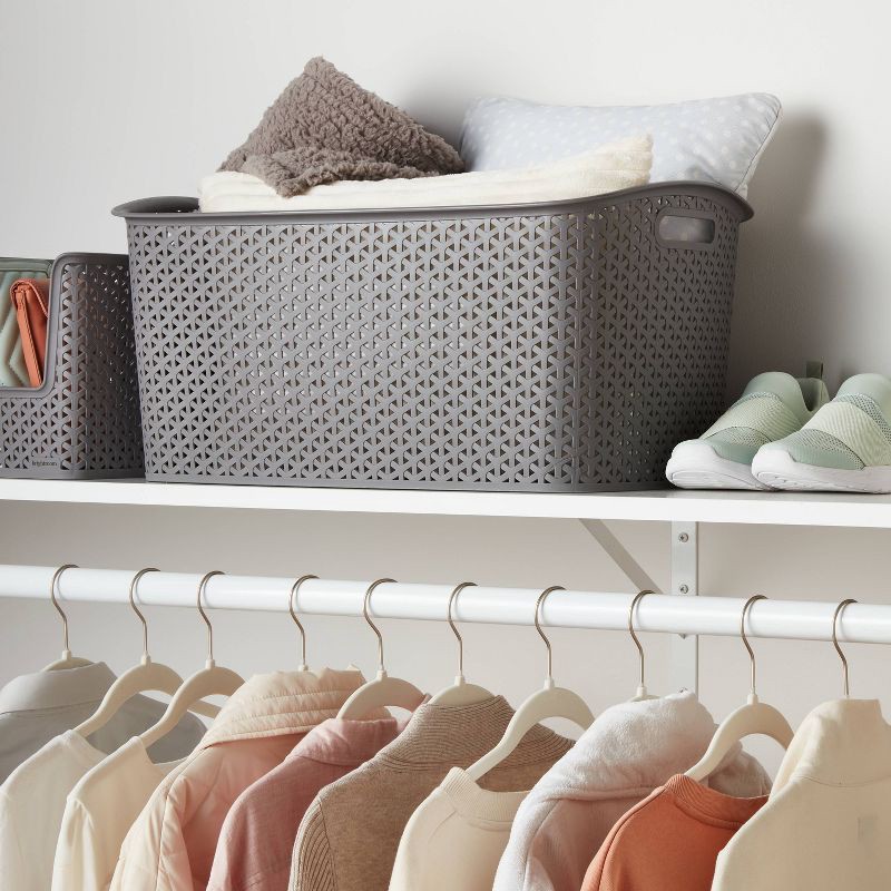slide 2 of 5, Y-Weave Jumbo Decorative Storage Basket Gray - Brightroom™: Portable, Nesting, Stackable, 44L Rectangle Bin, 44 liter