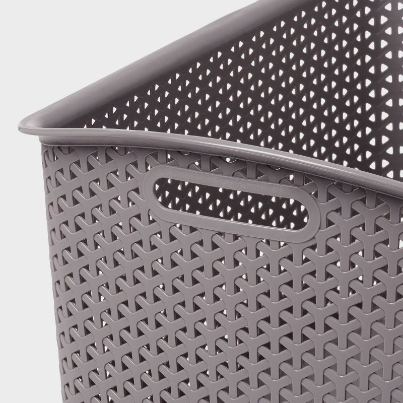 slide 3 of 5, Y-Weave Jumbo Decorative Storage Basket Gray - Brightroom™: Portable, Nesting, Stackable, 44L Rectangle Bin, 44 liter