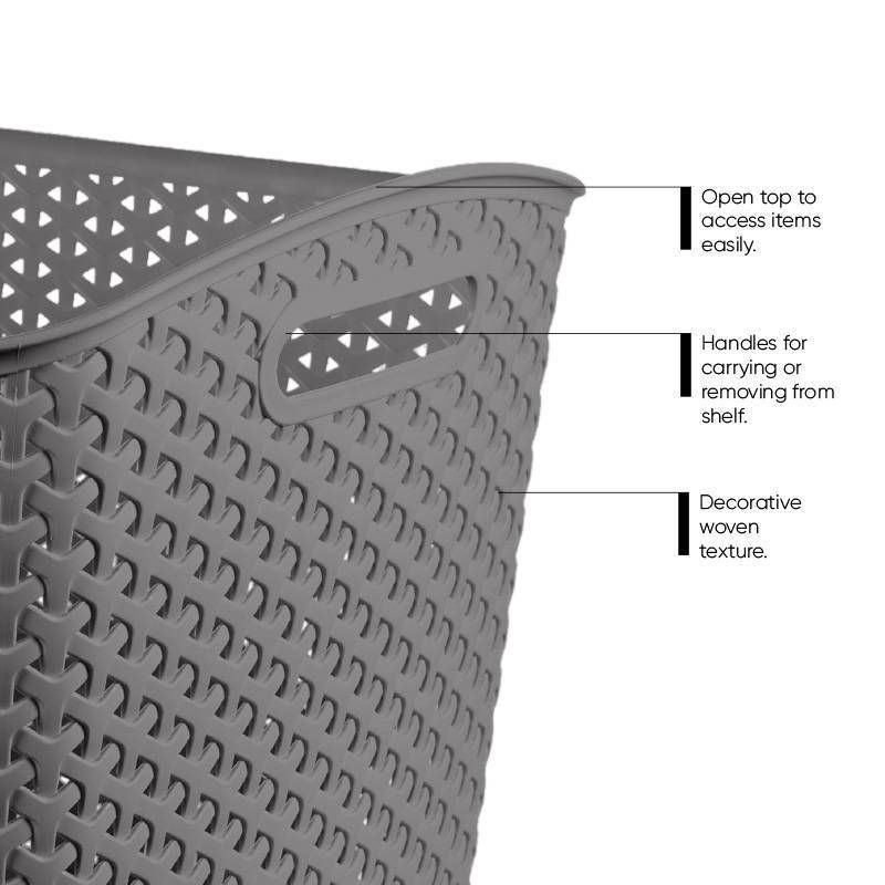 slide 4 of 5, Y-Weave Jumbo Decorative Storage Basket Gray - Brightroom™: Portable, Nesting, Stackable, 44L Rectangle Bin, 44 liter