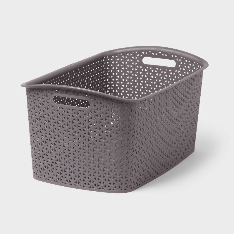 slide 1 of 5, Y-Weave Jumbo Decorative Storage Basket Gray - Brightroom™: Portable, Nesting, Stackable, 44L Rectangle Bin, 44 liter