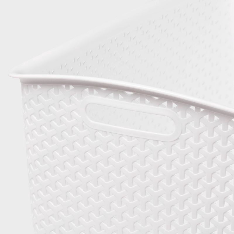 slide 3 of 5, Y-Weave Jumbo Decorative Storage Basket White - Brightroom™: Portable, Nesting, Stackable, 44L, Rectangle, 23.43"x14.96"x11.14", 44 liter