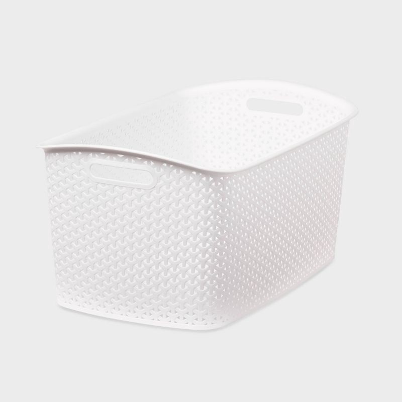 slide 1 of 5, Y-Weave Jumbo Decorative Storage Basket White - Brightroom™: Portable, Nesting, Stackable, 44L, Rectangle, 23.43"x14.96"x11.14", 44 liter