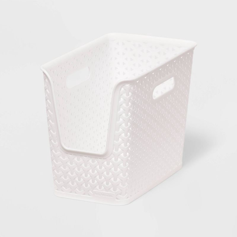 slide 1 of 5, Y-Weave Narrow Easy Access Decorative Storage Basket White - Brightroom™, 1 ct