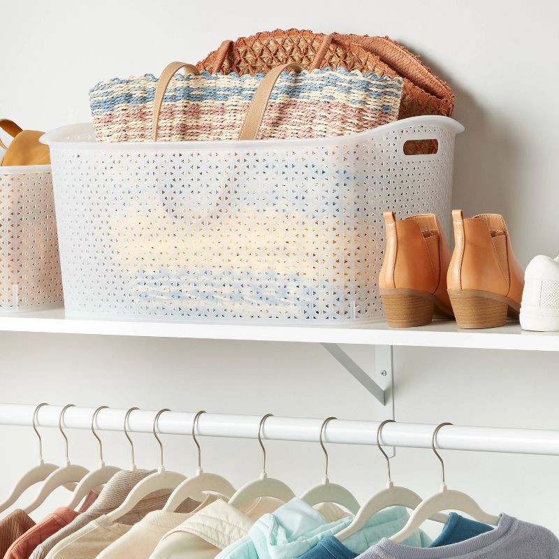 slide 2 of 5, Y-Weave Jumbo Decorative Storage Basket Translucent - Brightroom™: Portable, Nesting, Stackable, Large Rectangle Bin, 1 ct