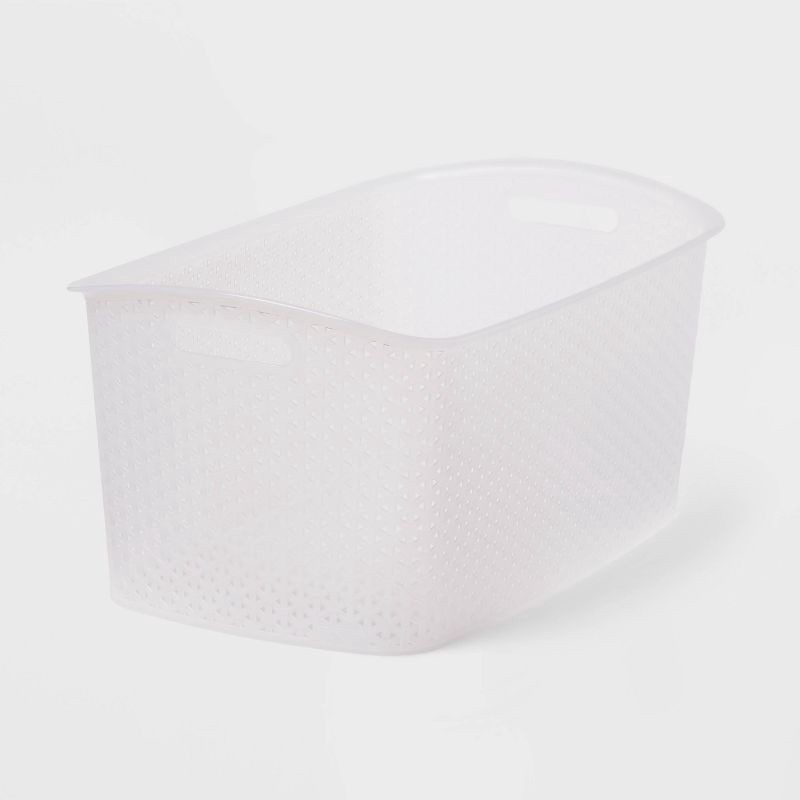 slide 1 of 5, Y-Weave Jumbo Decorative Storage Basket Translucent - Brightroom™: Portable, Nesting, Stackable, Large Rectangle Bin, 1 ct