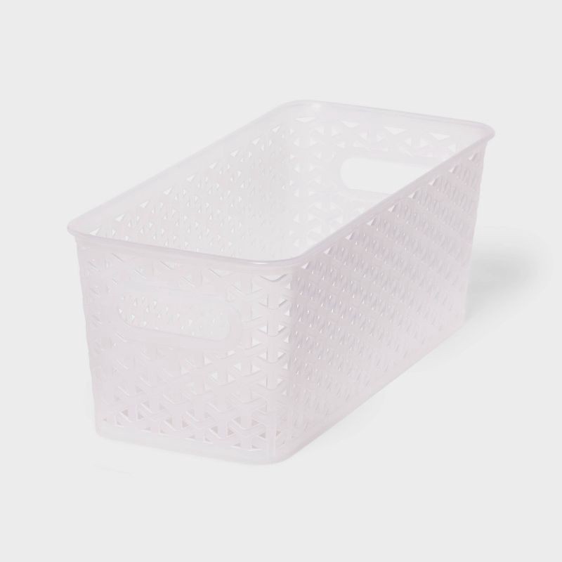 slide 1 of 5, Y-Weave Half Medium Decorative Storage Basket Translucent - Brightroom™: Portable, Stackable, Clear Plastic Storage Bins, 1 ct