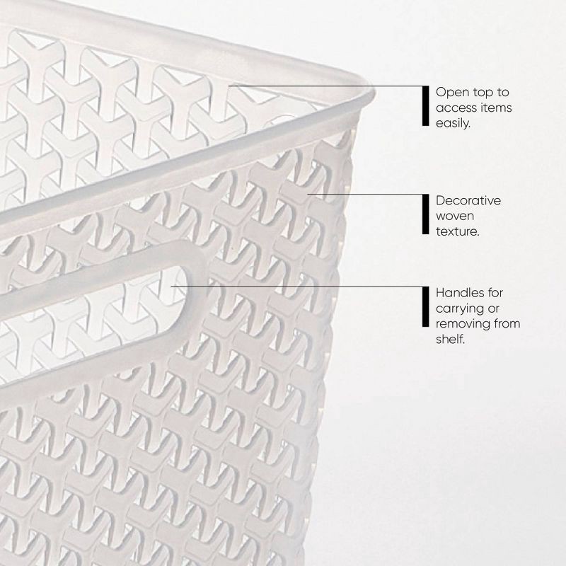 slide 4 of 5, Y-Weave Small Decorative Storage Basket Translucent - Brightroom™: Portable, Plastic Bin, Clear Rectangle, 1 ct