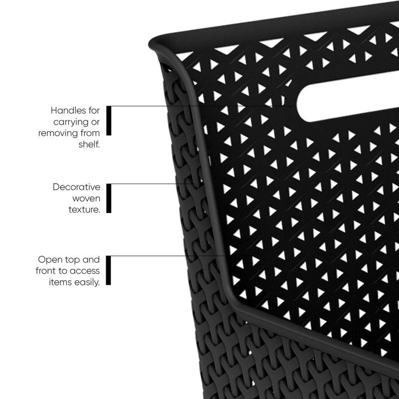 slide 4 of 5, Y-Weave Narrow Easy Access Decorative Storage Basket Black - Brightroom™, 1 ct