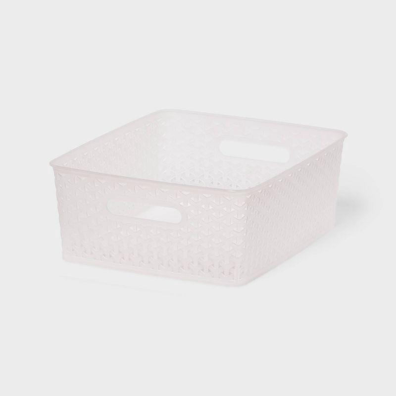 slide 1 of 5, Y-Weave Medium Decorative Storage Basket Translucent - Brightroom™: Portable, Stackable, Polypropylene, 12 Volume Capacity, 1 ct
