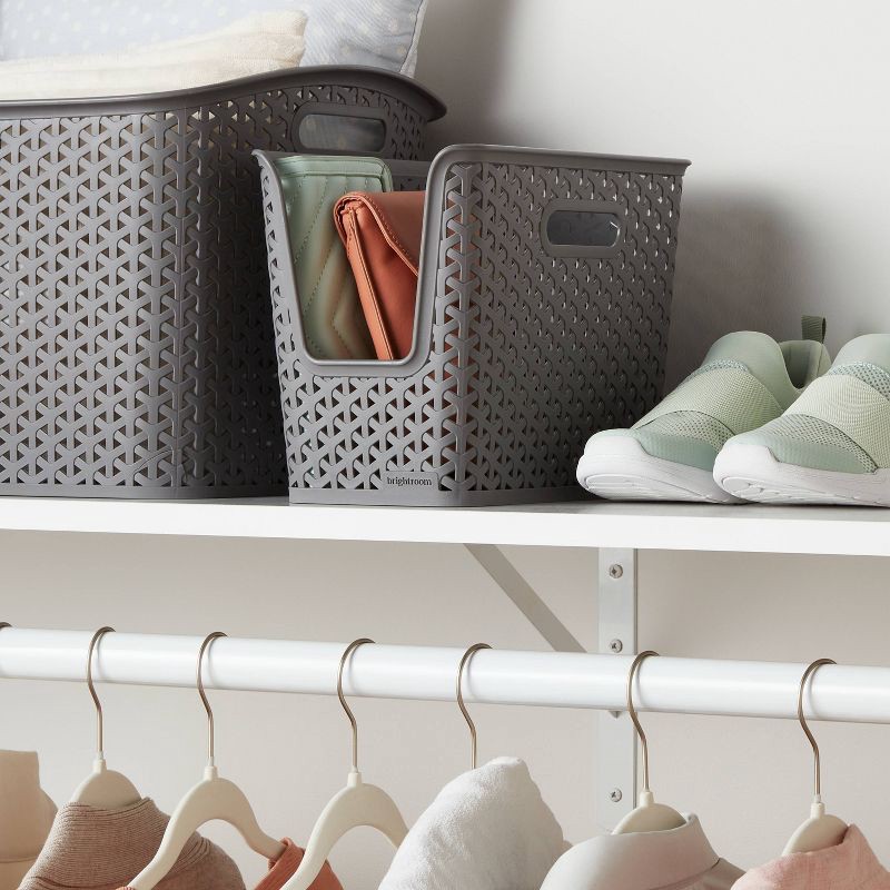 slide 2 of 5, Y-Weave Narrow Easy Access Decorative Storage Basket Gray - Brightroom™: Portable, Nesting, Closet Organizer, 1 ct