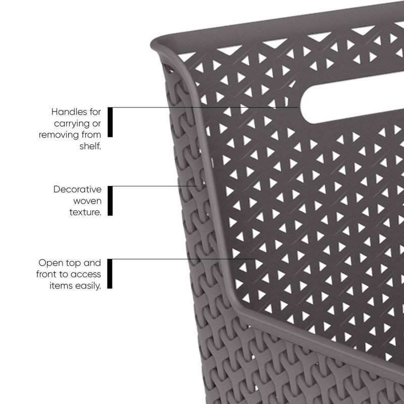 slide 4 of 5, Y-Weave Narrow Easy Access Decorative Storage Basket Gray - Brightroom™: Portable, Nesting, Closet Organizer, 1 ct