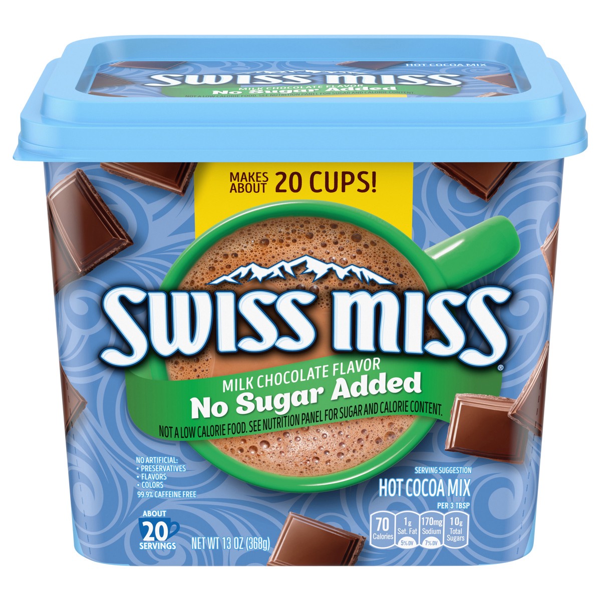 slide 1 of 6, Swiss Miss Milk Chocolate Flavor No Sugar Added Hot Cocoa Mix Canister- 13 oz, 13 oz