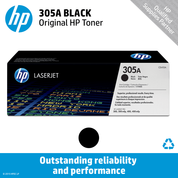 slide 3 of 6, HP 305A (Ce410A) Black Original Laserjet Toner Cartridge, 1 ct