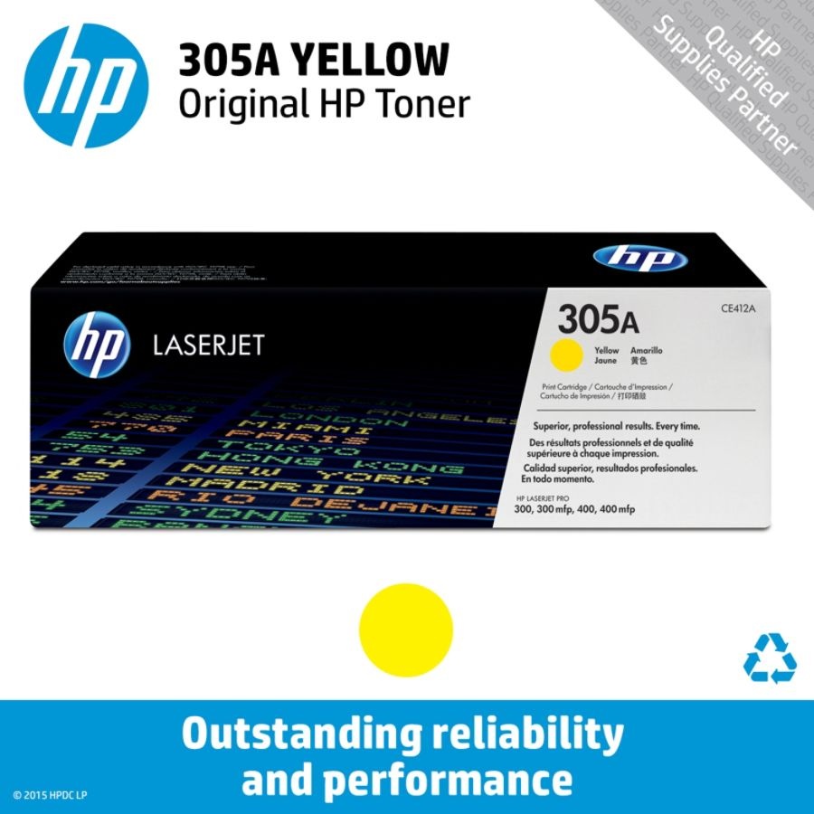 slide 4 of 4, HP 305A (Ce412A) Yellow Original Laserjet Toner Cartridge, 1 ct