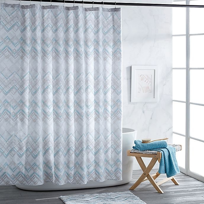 slide 1 of 3, Mesa Chevron Shower Curtain - Aqua, 1 ct