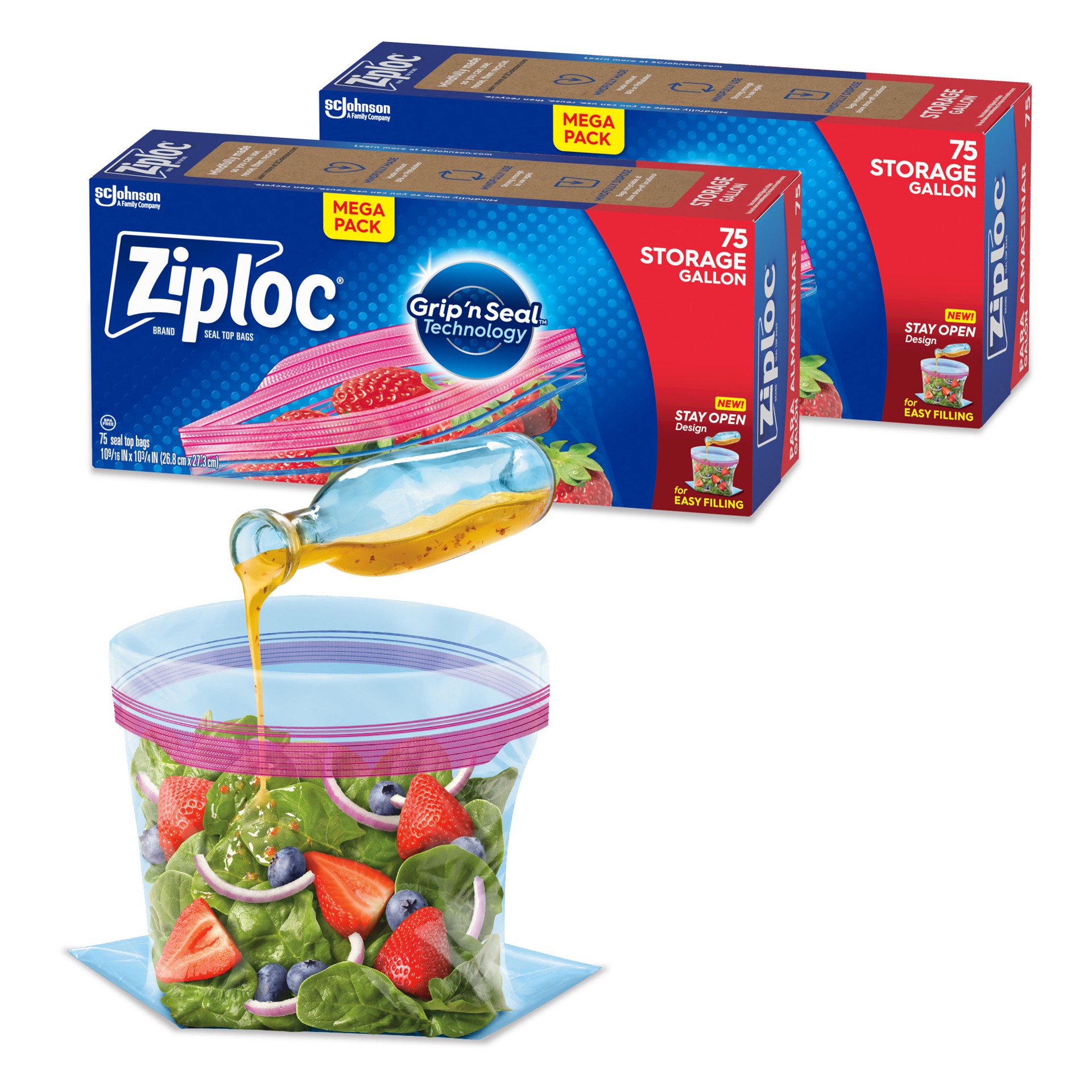 slide 2 of 2, Ziploc Storage Gallon Bags Megatwin Pack, 150 ct