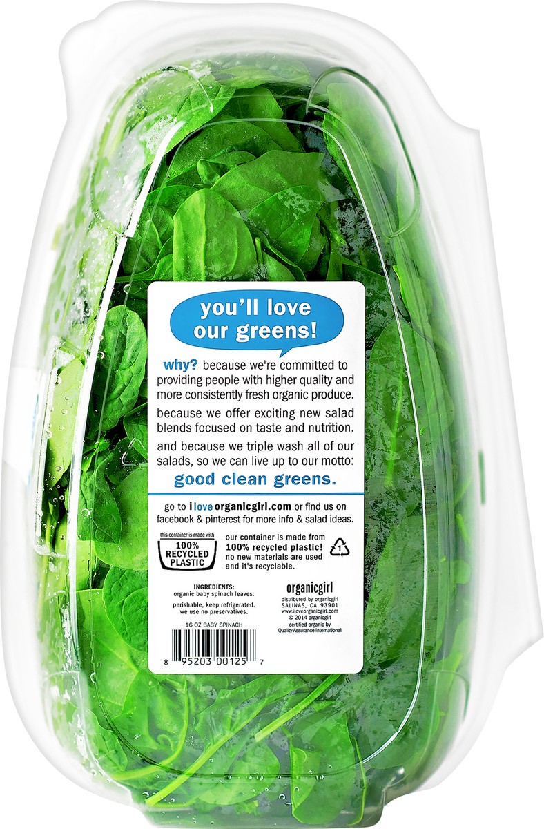 slide 2 of 3, Organic Girl Baby Spinach 16 oz, 16 oz