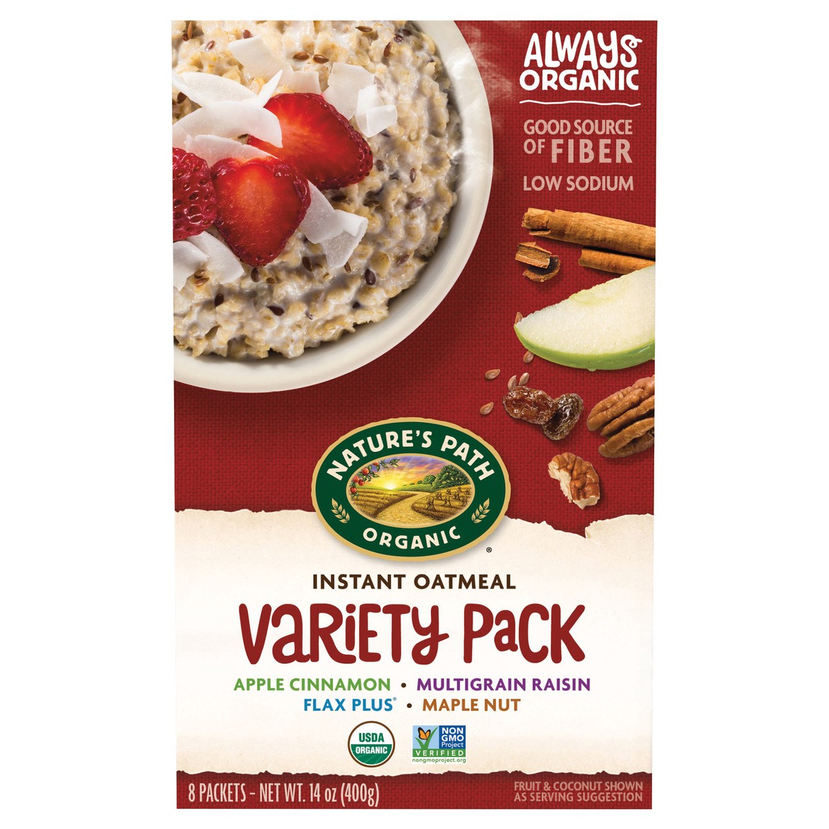 slide 1 of 6, Nature's Path Organic Variety Oatmeal 14oz Box, 8 ct