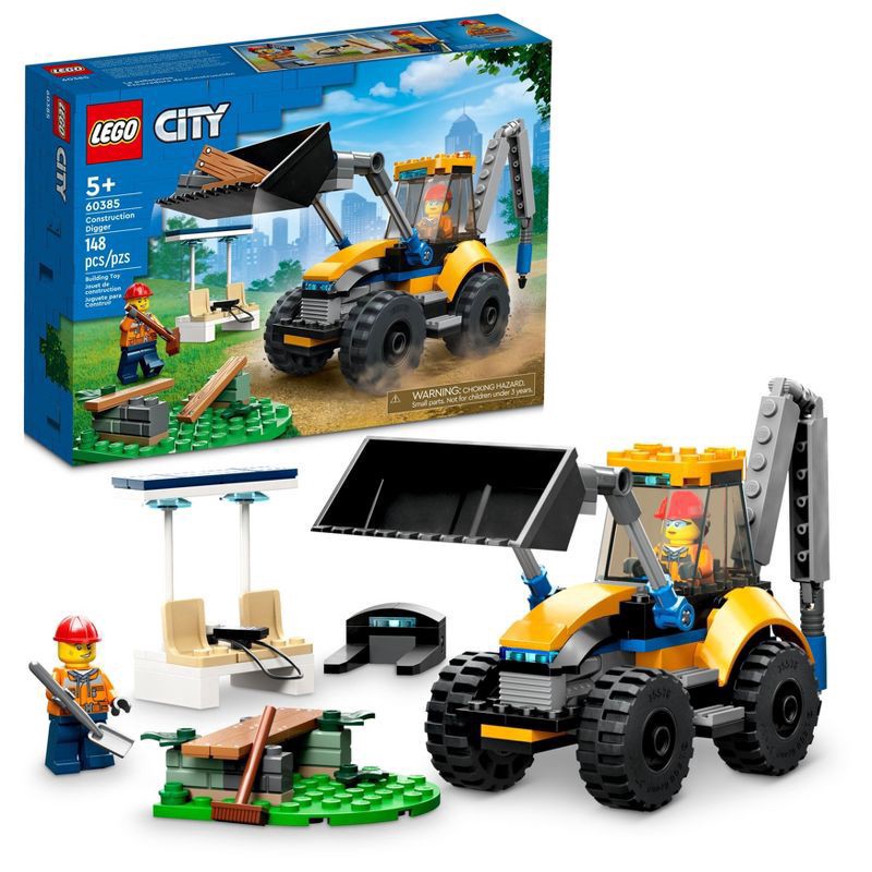 slide 1 of 6, LEGO City Construction Digger, Excavator Vehicle Toy 60385, 148 ct